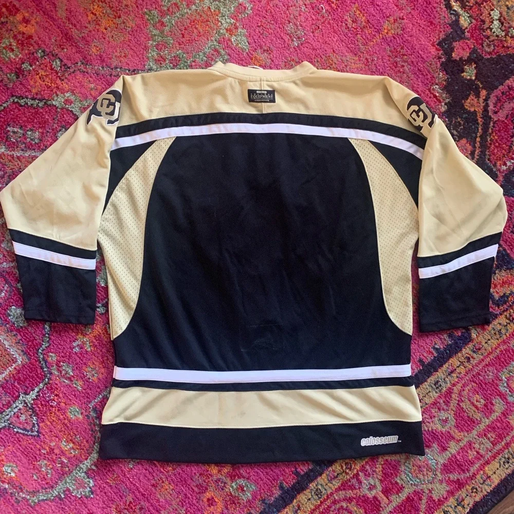 Colorado Buffaloes Hockey Jersey Sewn CU Buffs Colosseum Black Gold Mens XL - Picture 10 of 10